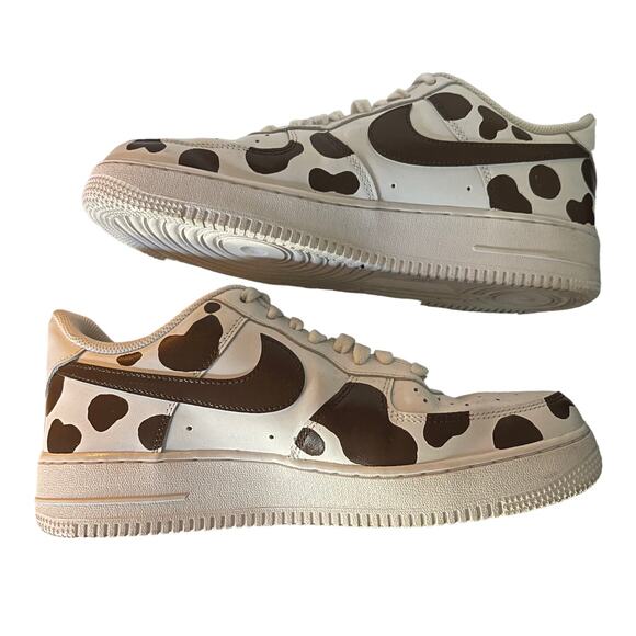 Nike Air Force 1 White Animal Print Custom Paint Sneakers Size 10 CW2288-111 main image 6